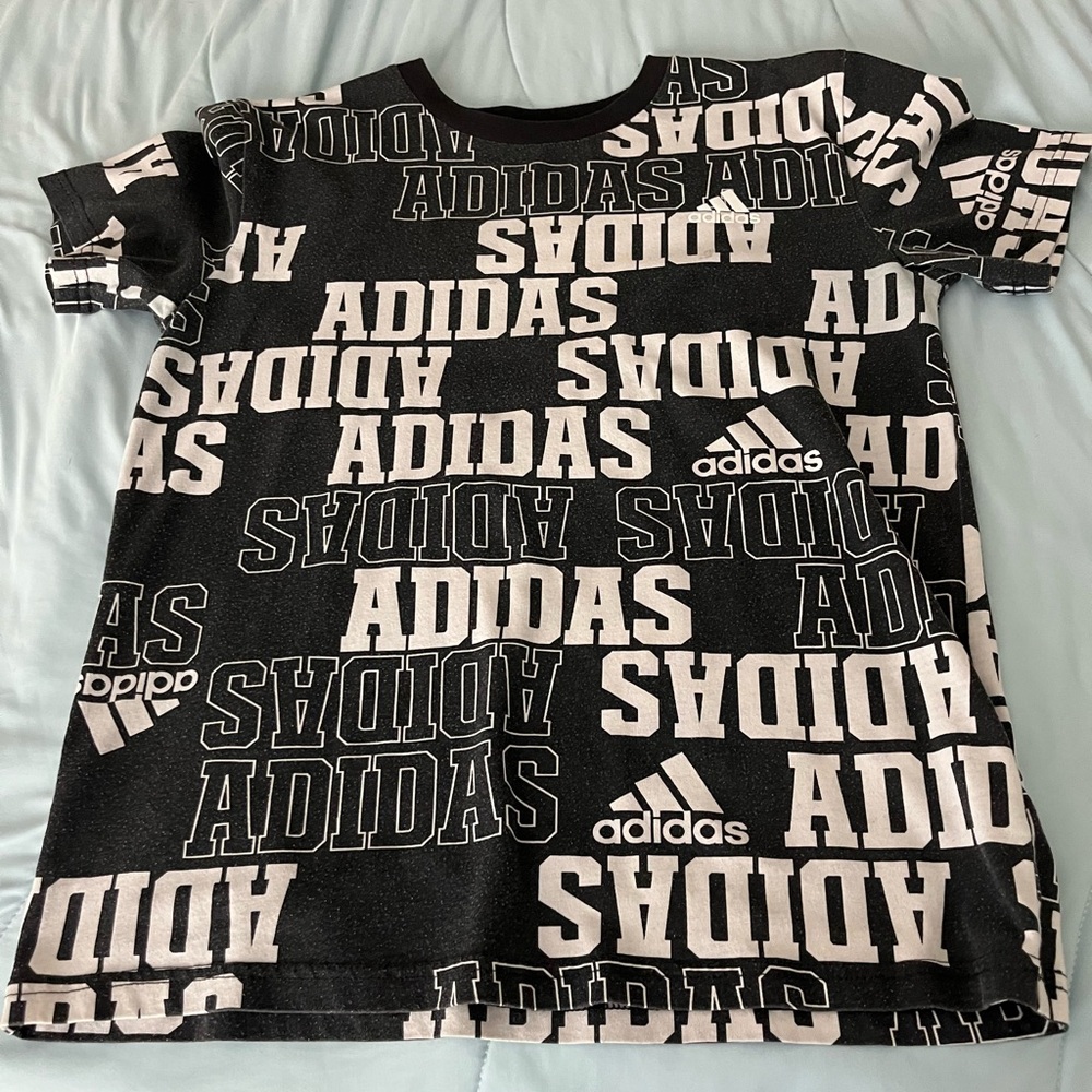 Adidas Kids Black and White Logo T-Shirt